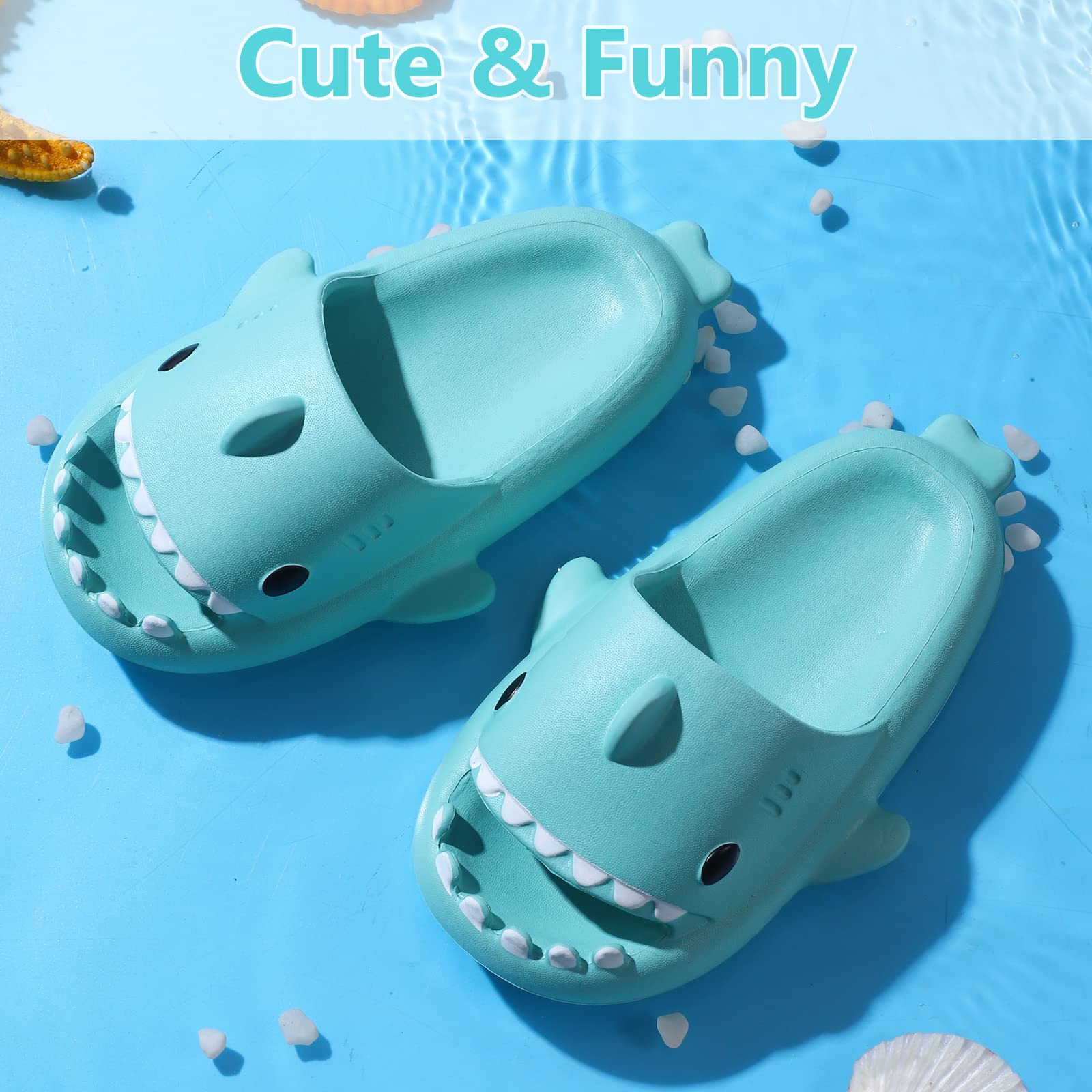 LAKIGE Kids Shark Cloud Slides | Toddler Boys Girls Shower Slippers | Youth Cute Cartoon Fish Flip Flops | Baby Beach Pool Home Sandals | Quick Dry Non-Slip