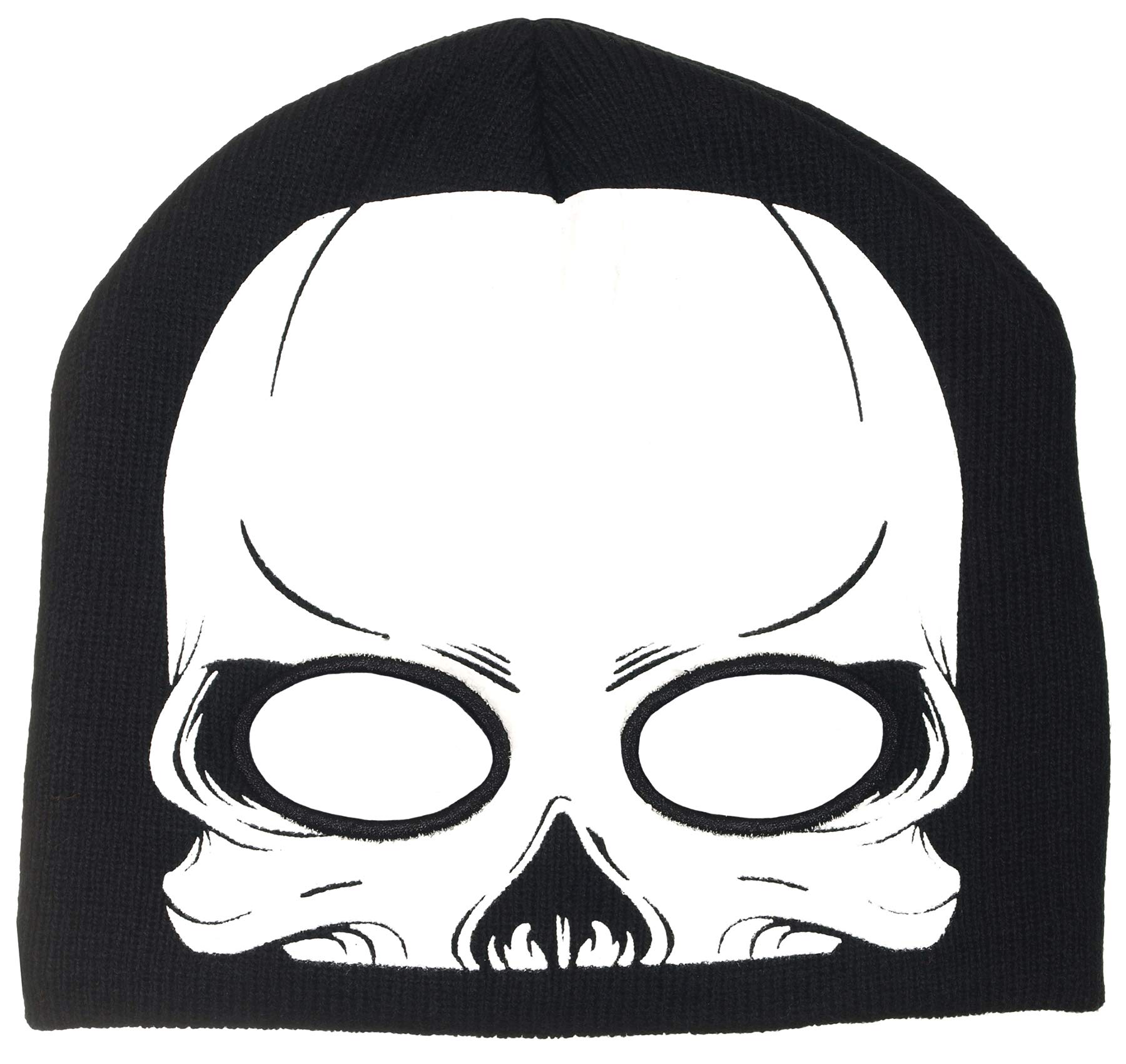 Polar Wear Skeleton Knit Beanie with Eye Holes & Glove Set for Halloween Costume (Black-White)