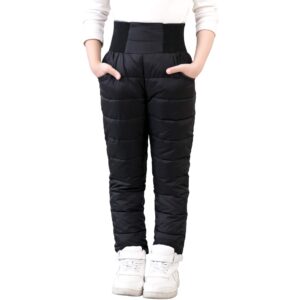 UGREVZ Girls Boys Snow Pants 2-9 years old Thick Winter Warm Pants Girl Activewear Clothes(A0001Black-6)