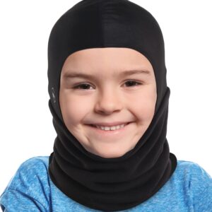 Tough Headwear Ski Mask for Kids - Kids Balaclava, Toddler Neck Warmer, Kids Helmet Liner - Kids Ski Neck Gaiter & Kids Ski Mask Fleece Hood Black