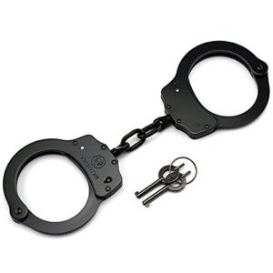 vipertek double lock steel police edition professional grade handcuffs (black)