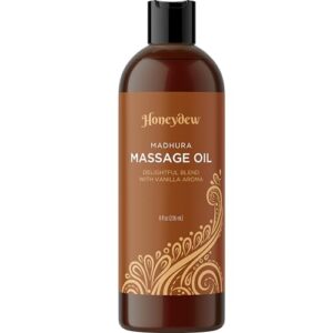 Vanilla Massage Oil for Date Night - Premium Easy Gliding Sensual Massaging Oil with Silky Smooth Non Greasy Non Staining Jojoba Coconut and Sweet Almond Oil - Therapeutic Grade Non GMO and Vegan