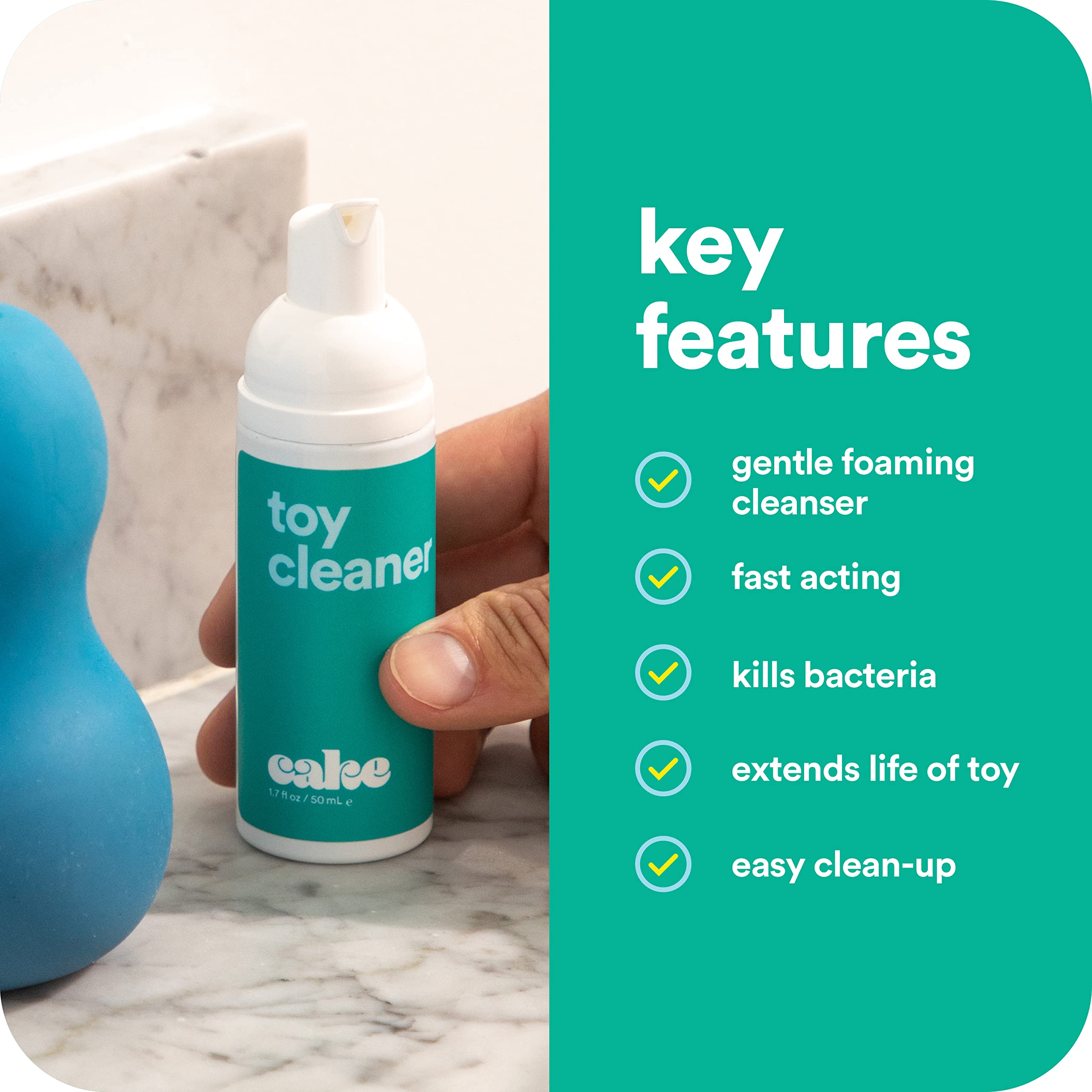 Hello Cake Toy Cleaner, Adult Sex Toy Cleaner Gentle Foaming Cleanser. Natural Toy Cleaner Foam, Fragrance-Free, Compatible with All Sex Toys (1.7 Fl. Oz)