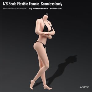 1/6 Scale Female Seamless Body Normal Skin Curvy Ass Action Figure Body 12'' Steel Skeleton Flexible Big Breast Body Doll