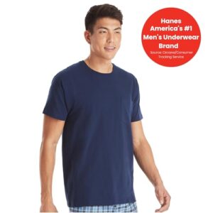 Hanes Men's Pocket T-Shirt Pack, Cotton Crewneck Pocket Tees Assorted - 6 Pack , Moisture-Wicking T-Shirt