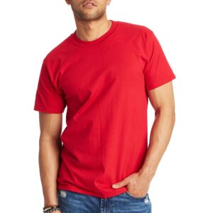 hanes mens beefyt t-shirt, heavyweight cotton crewneck tee, 1 or 2 pack, available in tall sizes fashion-t-shirts, deep red - 1 pack, large us