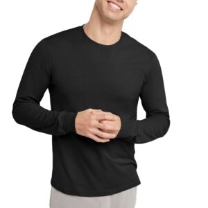 hanes size originals long sleeve cotton t-shirt, classic crewneck tee for men, available in tall, black, 2xt