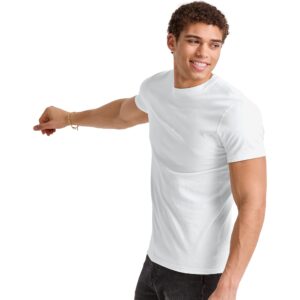 Hanes Size, Originals Lightweight Cotton Tee, Crewneck T-Shirt for Men, Available, White, Large Tall