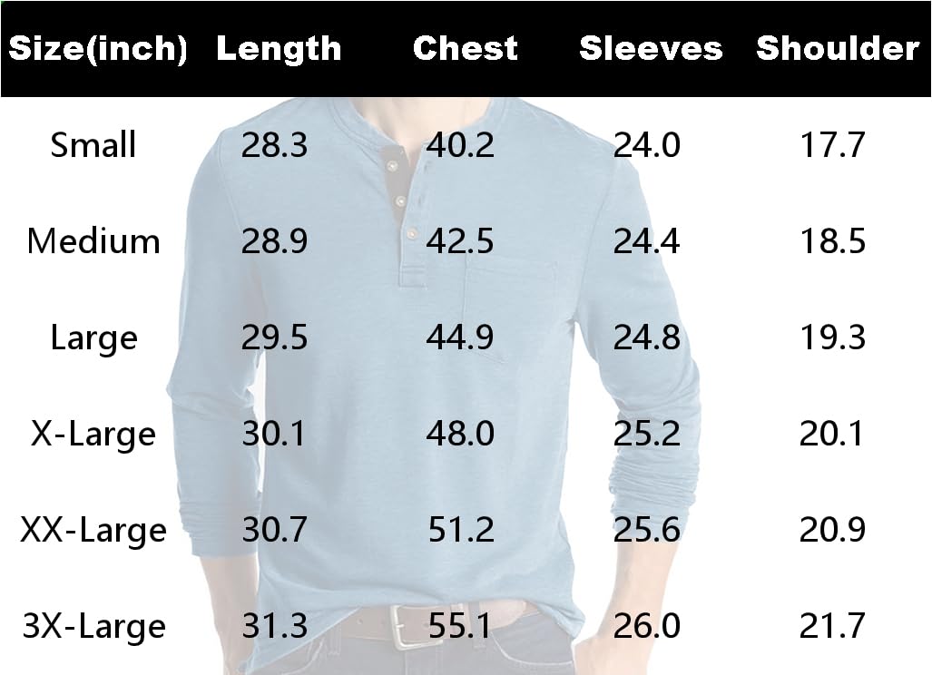 Olidarua Mens Fashion Long Sleeve Henley Shirts Casual Button T Shirts with Pocket