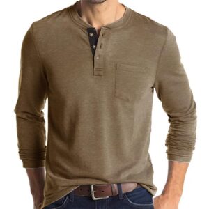 olidarua mens fashion long sleeve henley shirts casual button t shirts with pocket