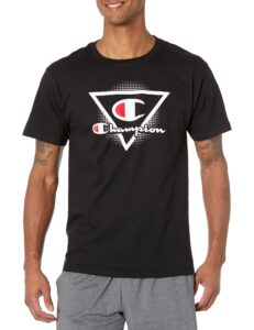 champion men's classic t-shirt, black triangle graphic, medium