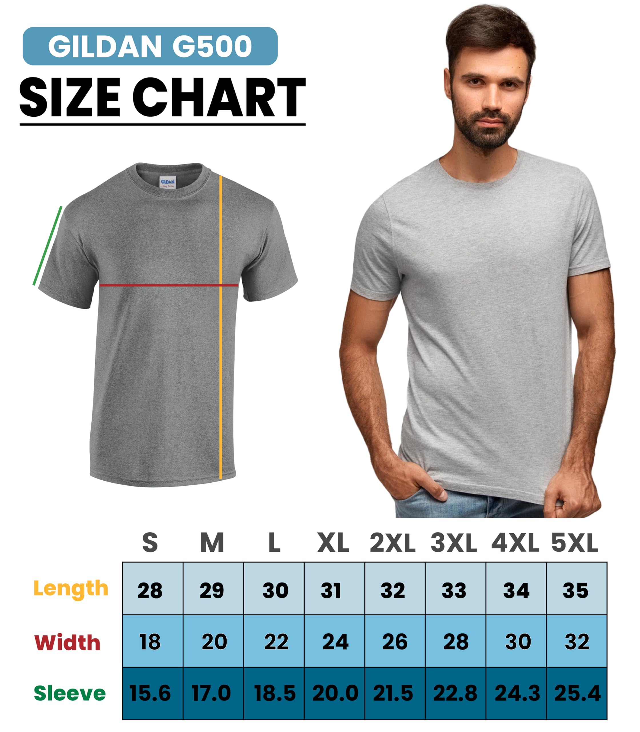 Gildan Men's Heavy Cotton Short Sleeve T-Shirt, Style G500, Multipack of 1|2|4|6|10, Make Your Own Customized Set! SETOF-10-M Multicolor