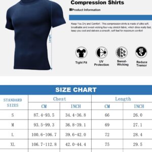 HOPLYNN 6 Pack Compression Shirts Men Short Sleeve Rash Guard Base Layer Athletic Undershirt Gear T-Shirt for Sports Workout 2 Black 2 White 2 Blue-L