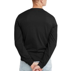 Hanes Originals T-Shirt, Long Sleeve Cotton Henley Tees for Men, Black, 3X Large