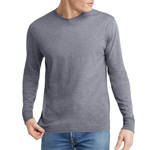 hanes originals men's tri-blend long sleeve t-shirt, athletic navy pe heather, large