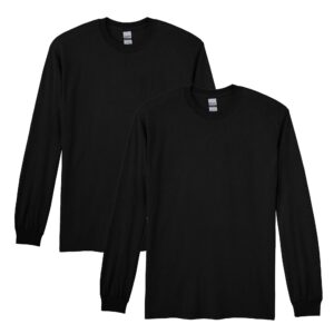 gildan men's dryblend long sleeve t-shirt, style g8400, 2-pack, black, x-large