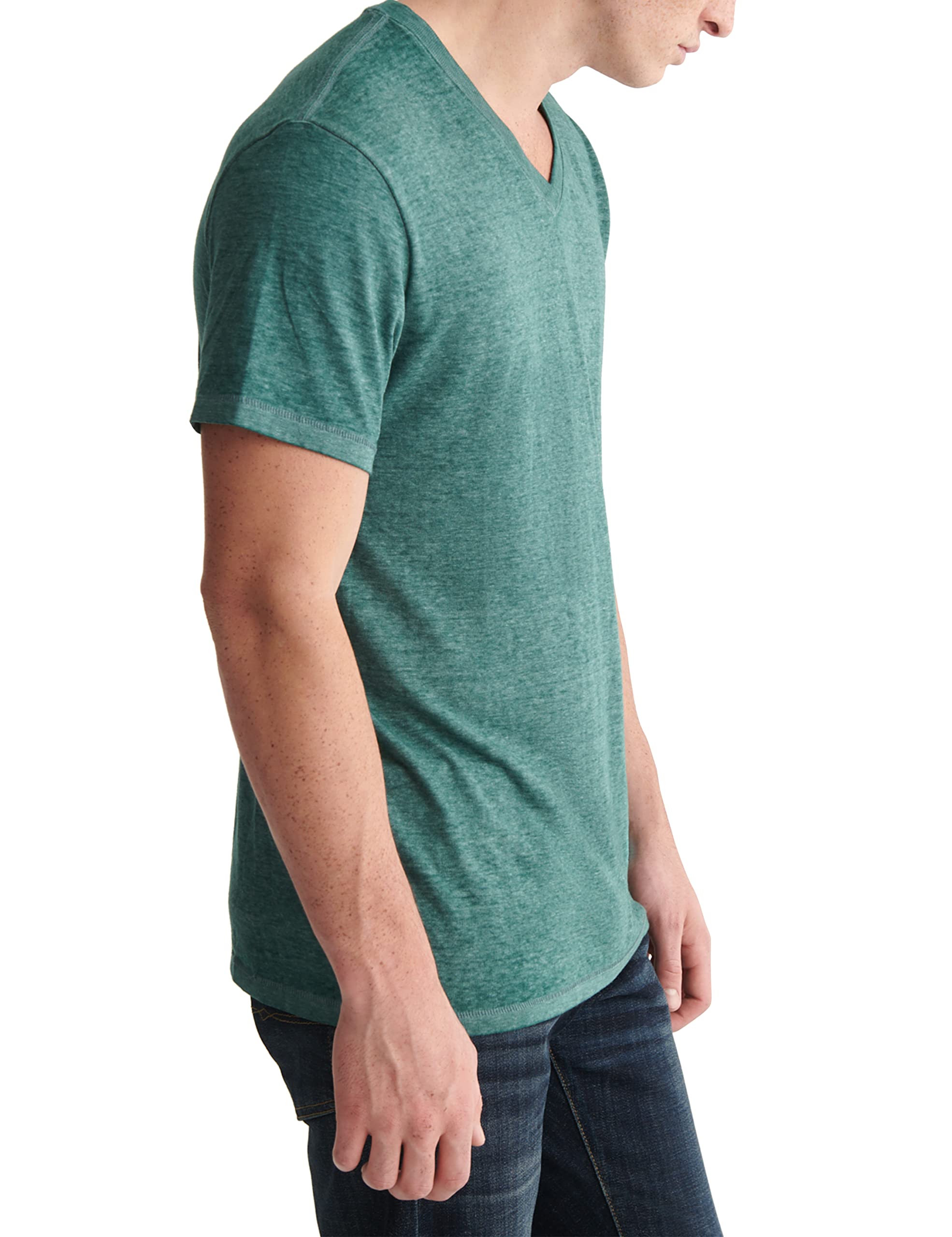 Lucky Brand Men's Venice Burnout V-Neck Tee Shirt, June Bug, Large