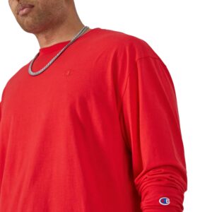 Champion, Classic Long Sleeve, Comfortable, Soft T-Shirt for Men (Reg. or Big & Tall), Scarlet, Large