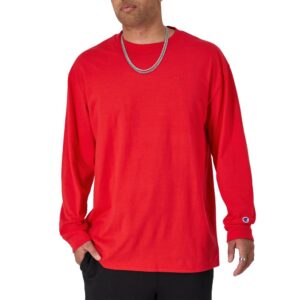 Champion, Classic Long Sleeve, Comfortable, Soft T-Shirt for Men (Reg. or Big & Tall), Scarlet, Large