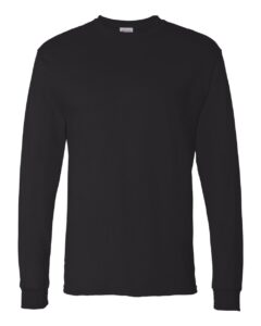 hanes men's essentials long sleeve t-shirt value pack (2-pack), black,x large