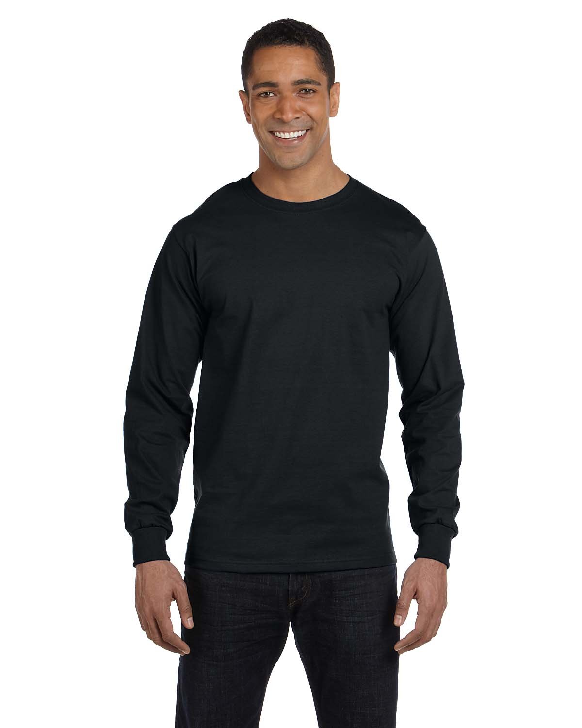 Hanes Men's Essentials Long Sleeve T-shirt Value Pack (2-pack), Black,X Large