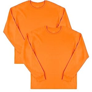 Fruit of the Loom Men's Eversoft Cotton T Shirts, Breathable & Moisture Wicking with Odor Control, Sizes S-4X, Long Sleeve-Safety Orange