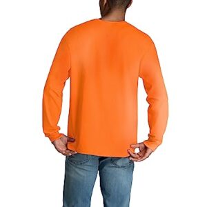 Fruit of the Loom Men's Eversoft Cotton T Shirts, Breathable & Moisture Wicking with Odor Control, Sizes S-4X, Long Sleeve-Safety Orange