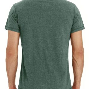 NITAGUT Mens Fashion Casual Front Placket Basic Short Sleeve Henley T-Shirts (L, 00 Green)