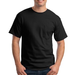 Hanes 6.1 oz. Tagless ComfortSoft Pocket T-Shirt, Large, Black