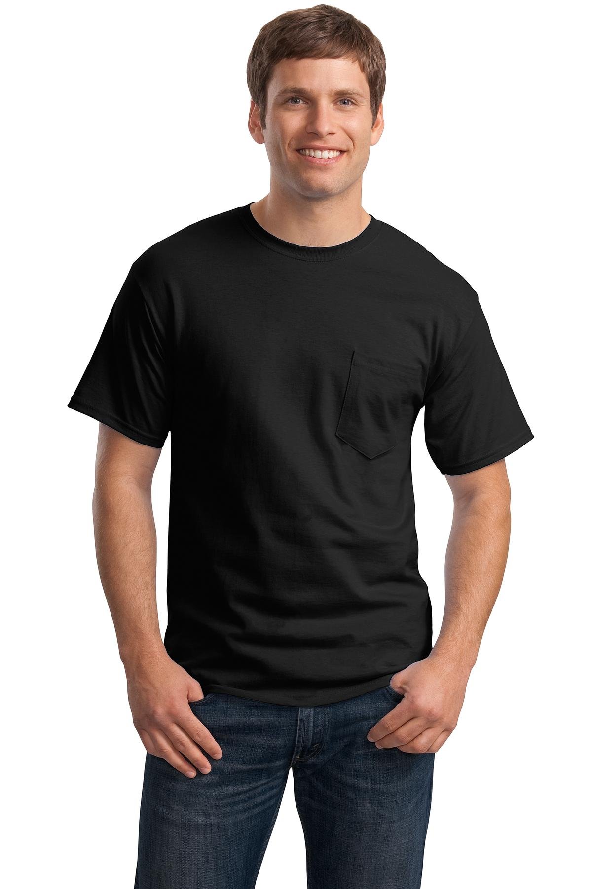 Hanes 6.1 oz. Tagless ComfortSoft Pocket T-Shirt, Large, Black