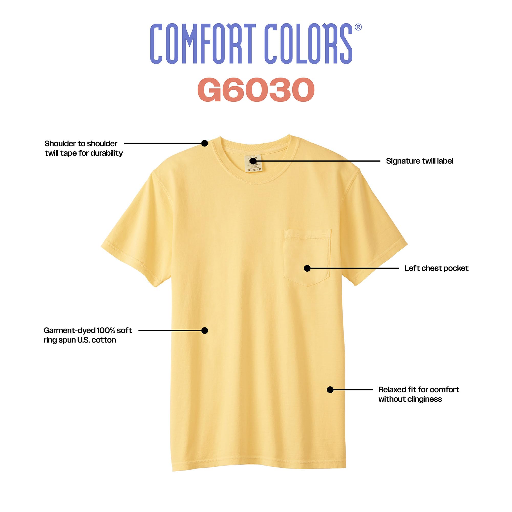 Comfort Colors Adult Short Sleeve Pocket Tee, Style G6030, True Navy, X-Large