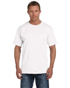 fruit of the loom adult 5 oz. hd cotton™ pocket t-shirt l white