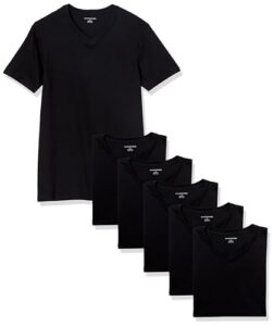 amazon essentials men's v-neck undershirt, pack of 6, black, x-large