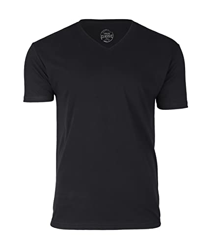 True Classic Tees | Premium Fitted Men's T-Shirt | V Neck | Black Tee Single | Large