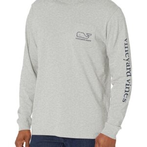 vineyard vines Men's Long Sleeve Vintage Whale Pocket T-Shirt, Gray Heather, Large