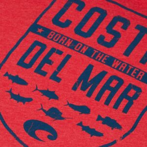 Costa Del Mar Species Shield Short Sleeve T Shirt, Red Heather, X-Large