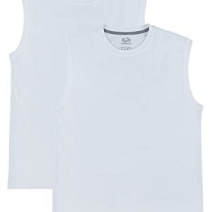 Fruit of the Loom Men's Eversoft Cotton Sleeveless T Shirts, Breathable & Moisture Wicking with Odor Control, Sizes S-4X, Muscle-2 Pack-White, 3X-Large