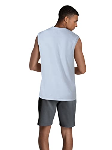 Fruit of the Loom Men's Eversoft Cotton Sleeveless T Shirts, Breathable & Moisture Wicking with Odor Control, Sizes S-4X, Muscle-2 Pack-White, 3X-Large