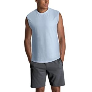 Fruit of the Loom Men's Eversoft Cotton Sleeveless T Shirts, Breathable & Moisture Wicking with Odor Control, Sizes S-4X, Muscle-2 Pack-White, 3X-Large