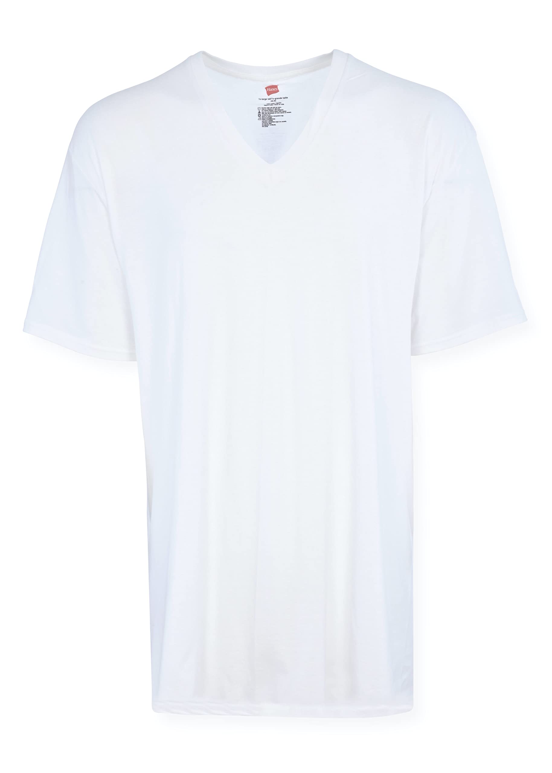 Hanes Men's Size 3-pack Man V-neckt-shirt, White, 5X-Large/Tall