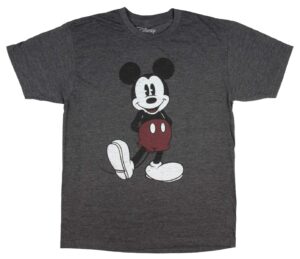 disney mens full size mickey mouse distressed look t-shirt, char htr, x-large us