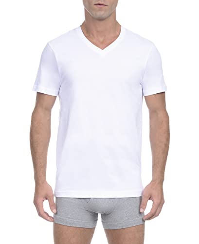 2(X)IST mens Essential Cotton V-neck T-shirt 3-pack Base Layer Top, White Natural, Large US