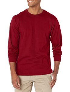 soffe men's long-sleeve cotton t-shirt, cardinal, large