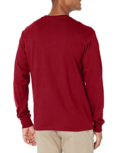 Soffe Men's Long-Sleeve Cotton T-Shirt, Cardinal, Large