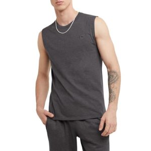 champion mens classic jersey muscle tee shirt, granite heather, x-large us