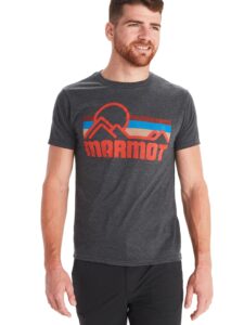 marmot men's coastal short sleeve t-shirt, charcoal heather, large