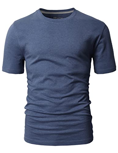 H2H Shorts Sleeve Crew Neck T-Shirts for Men DARKBLUE US L/Asia XL (CMTTS0198)