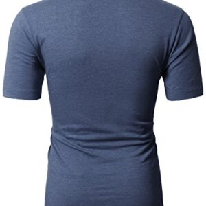 H2H Shorts Sleeve Crew Neck T-Shirts for Men DARKBLUE US L/Asia XL (CMTTS0198)