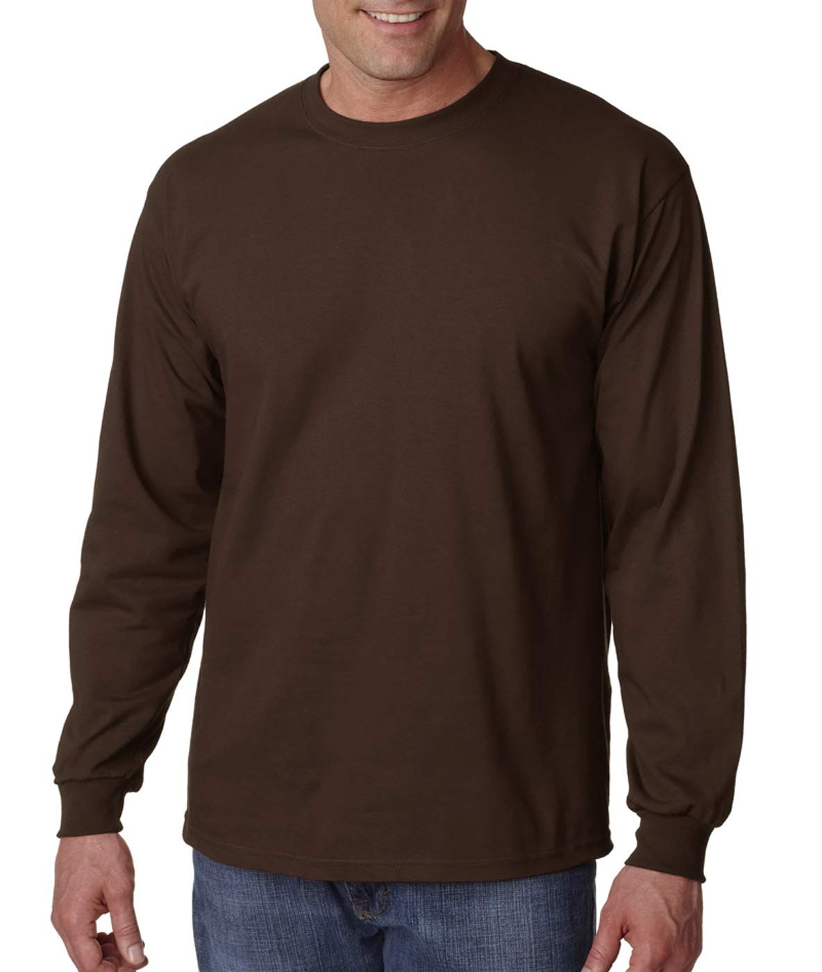 Gildan 100% Cotton Long-Sleeve T-shirt (G2400) Tee X-Large Dark Chocolate