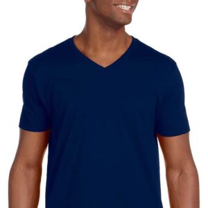 Gildan Men's Softstyle Preshrunk V-Neck T-Shirt, Black, XXX-Large